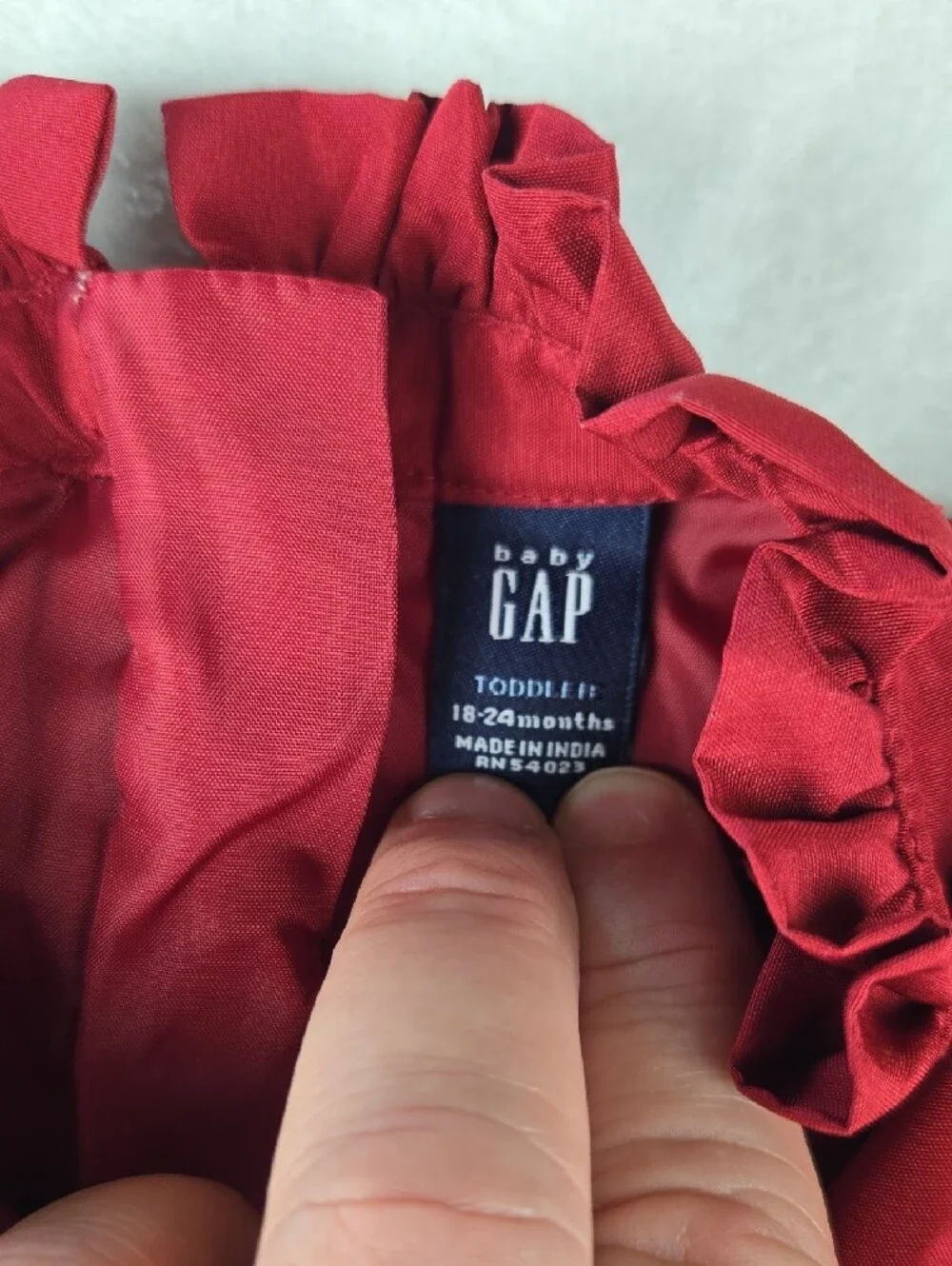 Baby Gap Red Formal Dress Size 18-24 Bow Zip Short Sleeve